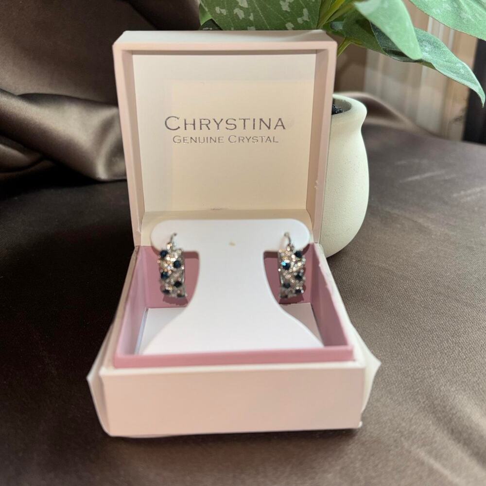 Chrystina genuine crystal earrings blue